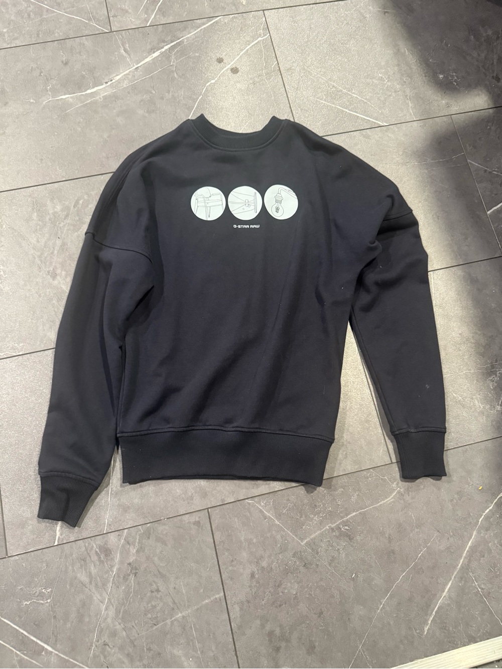 G-Star Black Crewneck Sweatshirt with Mint Graphic Circles